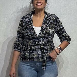 Grace Elements Black Tweed Jacket Sz 8P